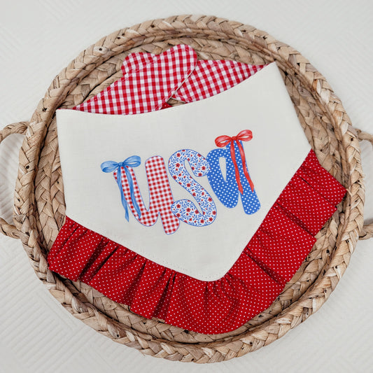 Preppy USA Snap On Dog Bandana With Ruffle Trim