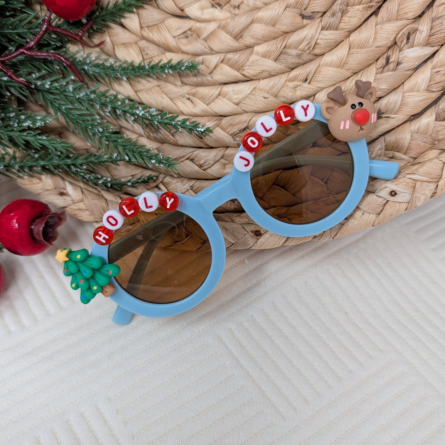 Holly Jolly Christmas Beaded Sunglasses