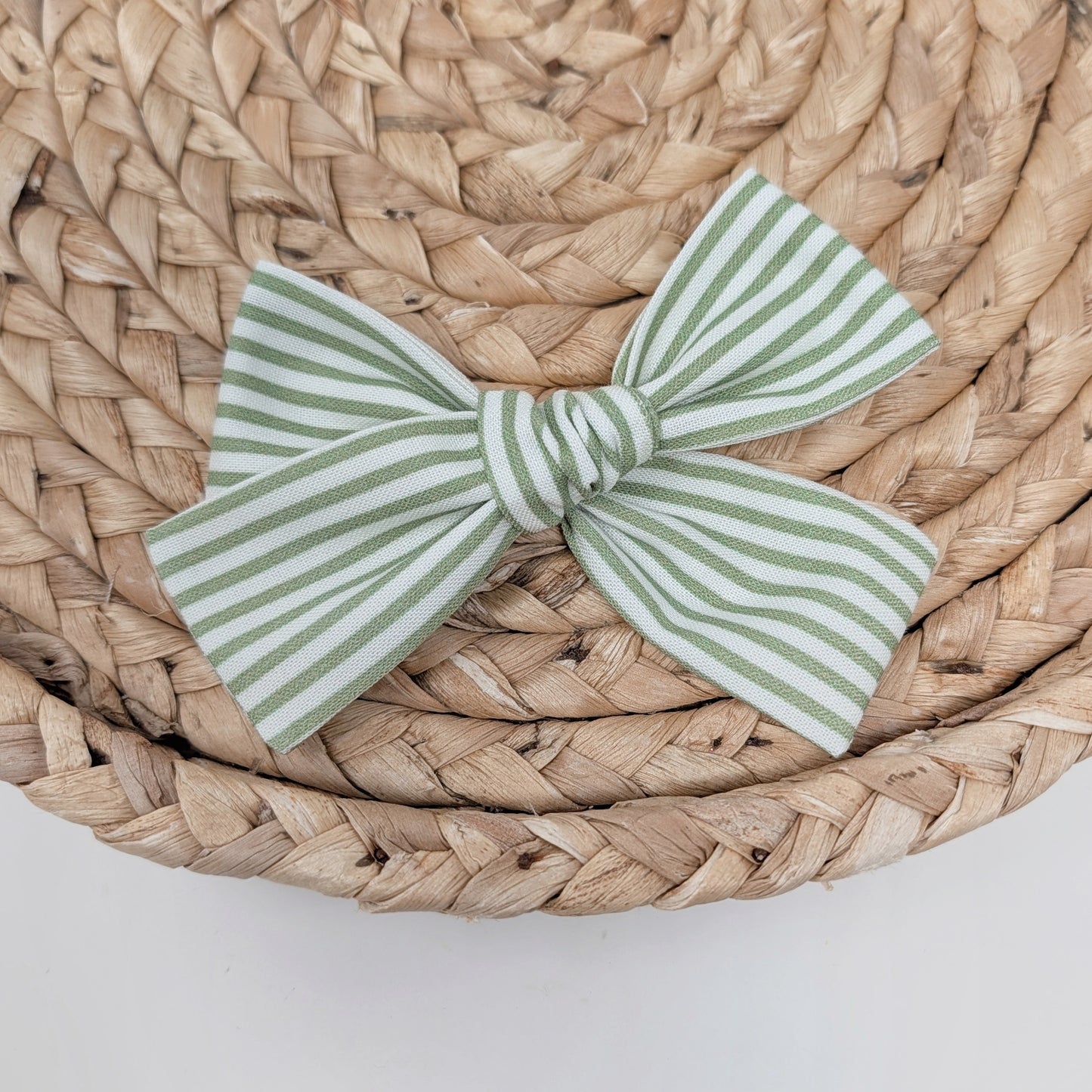 Green Pinstripe Hair Bow