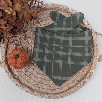 Olive Green Plaid Dog Bandana