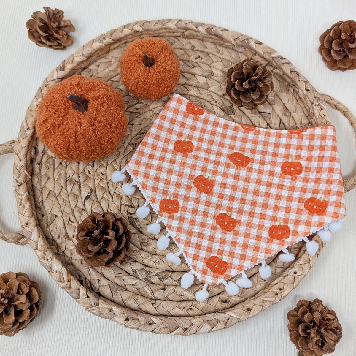 Gingham Pumpkin Dog Bandana