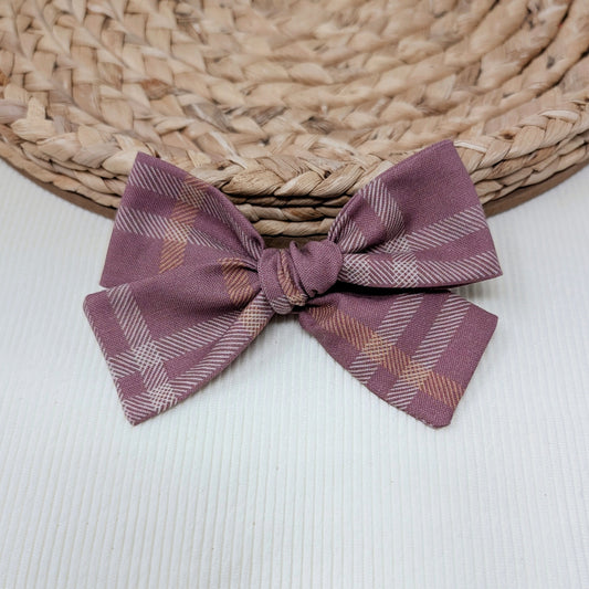 Plum Plaid Hair Bow