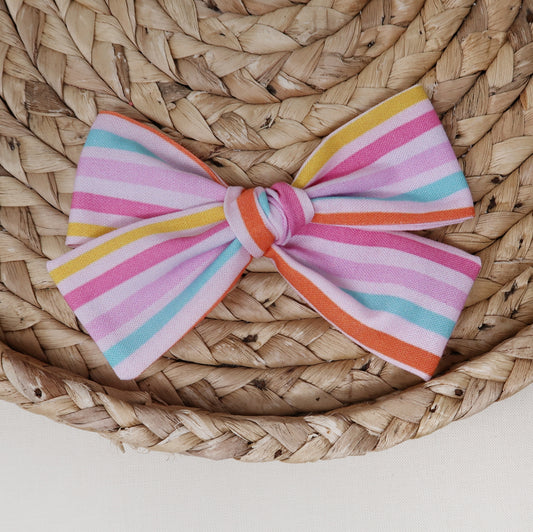 Pink Summer Stripe Hair Bow