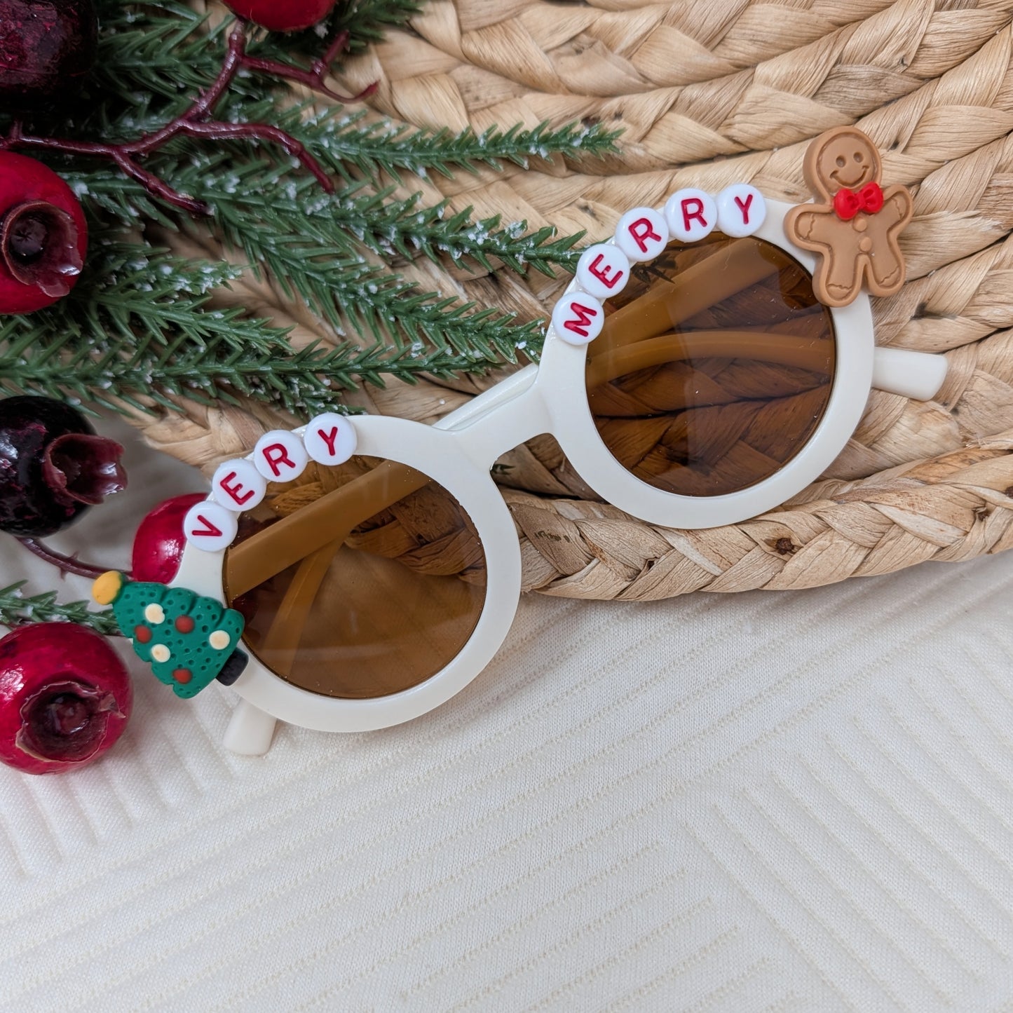 Very Merry Christmas Beaded Sunglasses