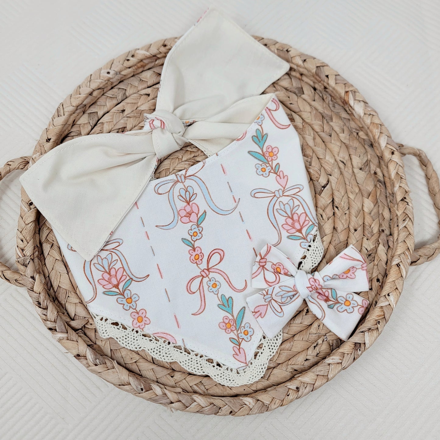 Spring Floral Garland Sailor Hair Bow