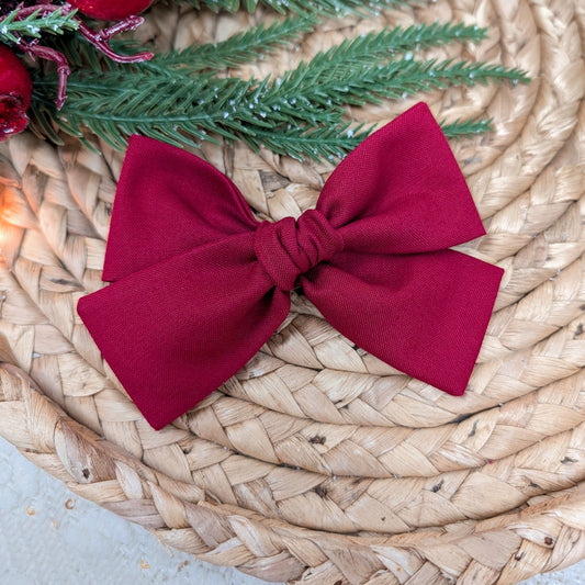Dark Red Christmas Saylor Hair Bow