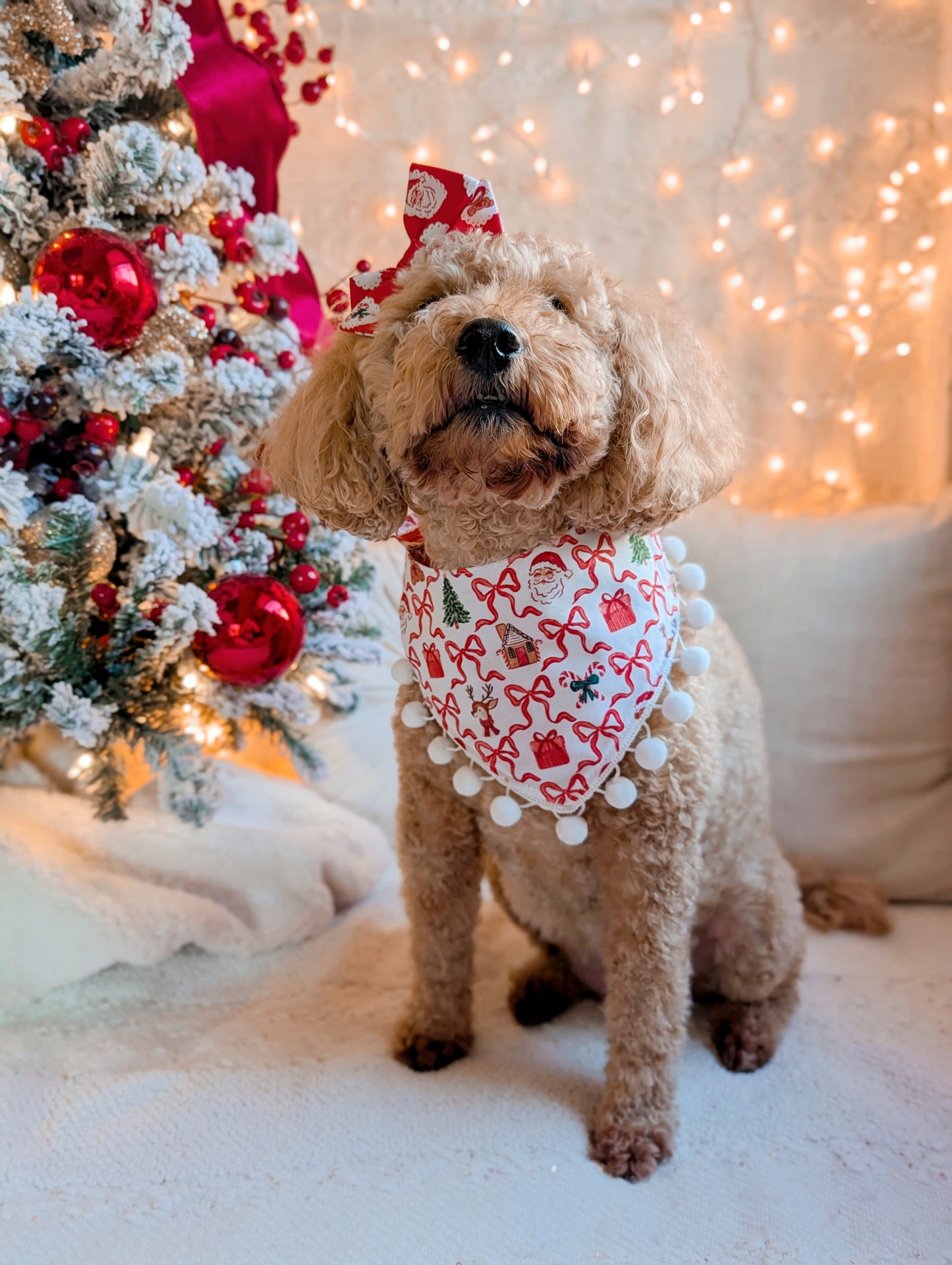 Holiday Cheer Reversible Dog Bandana With Optional Ruffle Trim