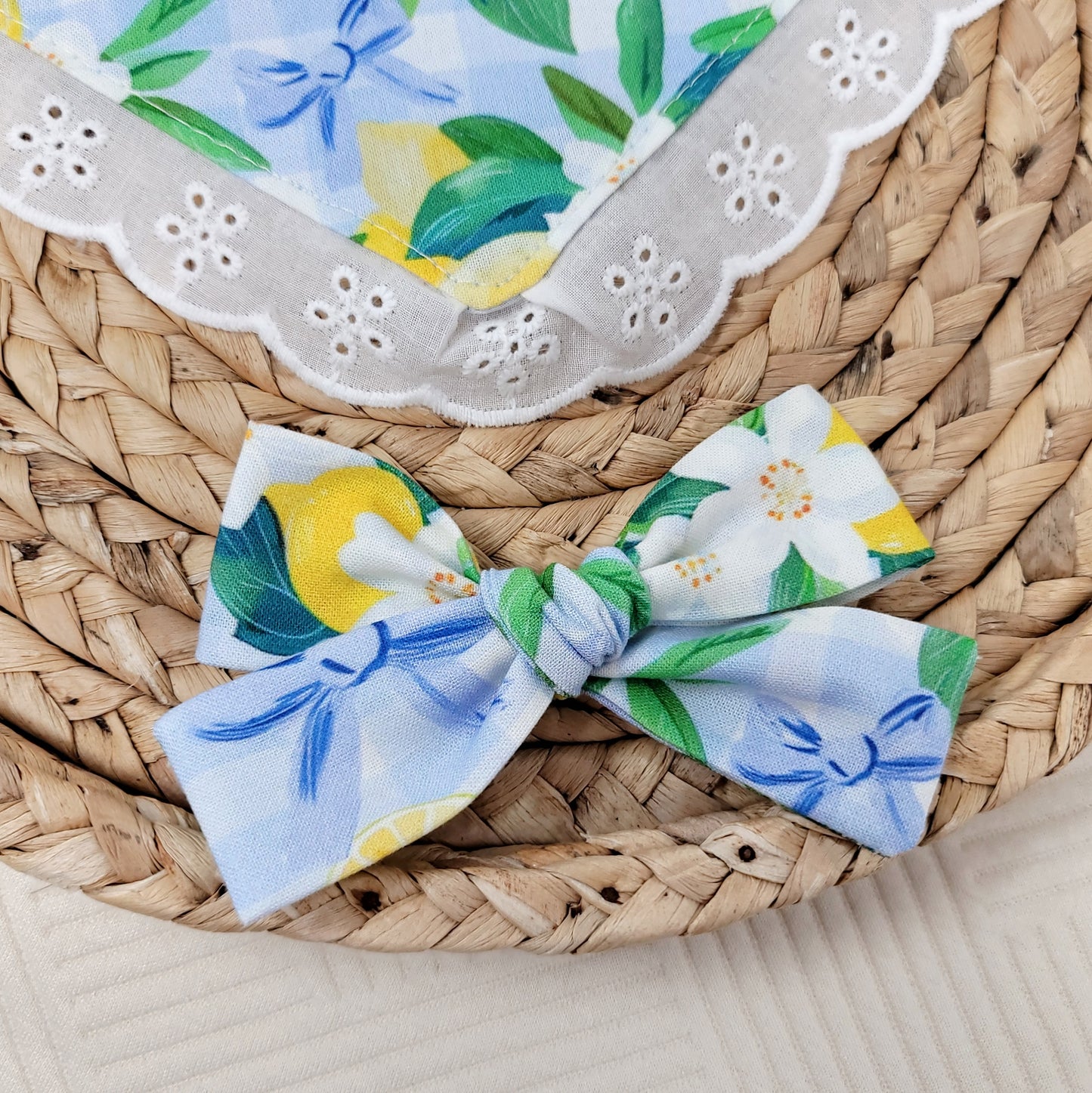 Lemons and Bows Gingham Sailor Hair Bow