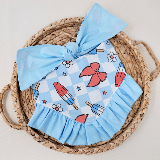 American Popsicles and Bows Dog Bandana With or Without Ruffle Trim
