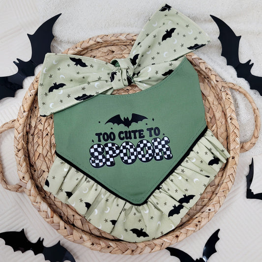 Too Cute to Spook Halloween Dog Bandana With or Without Ruffle Trim