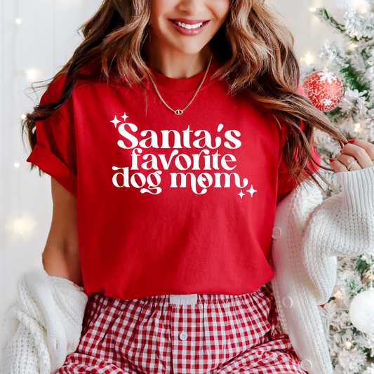 Santa's Favorite Dog Mom Comfort Colors Graphic Tee