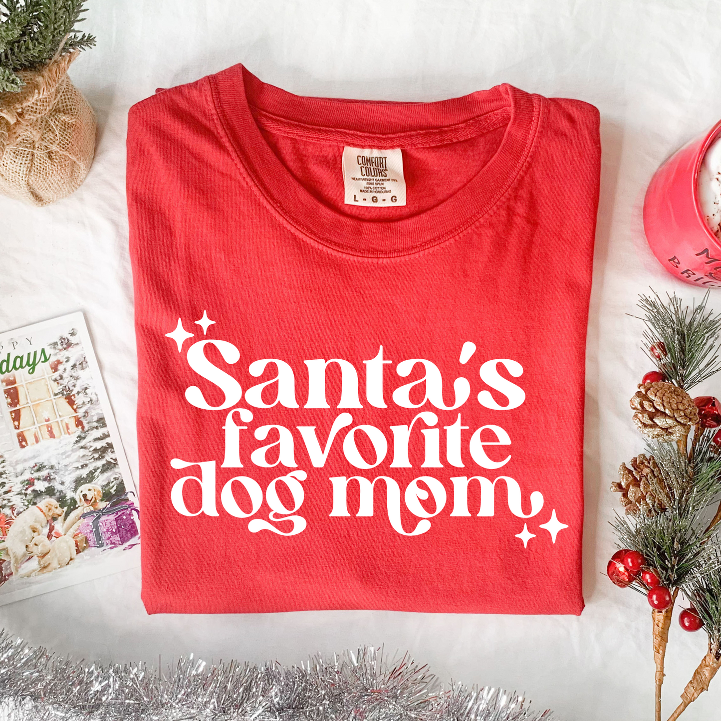 Santa's Favorite Dog Mom Comfort Colors Graphic Tee