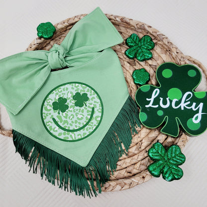 St. Patrick's Day Smiley Tie On or Snap On Dog Bandana