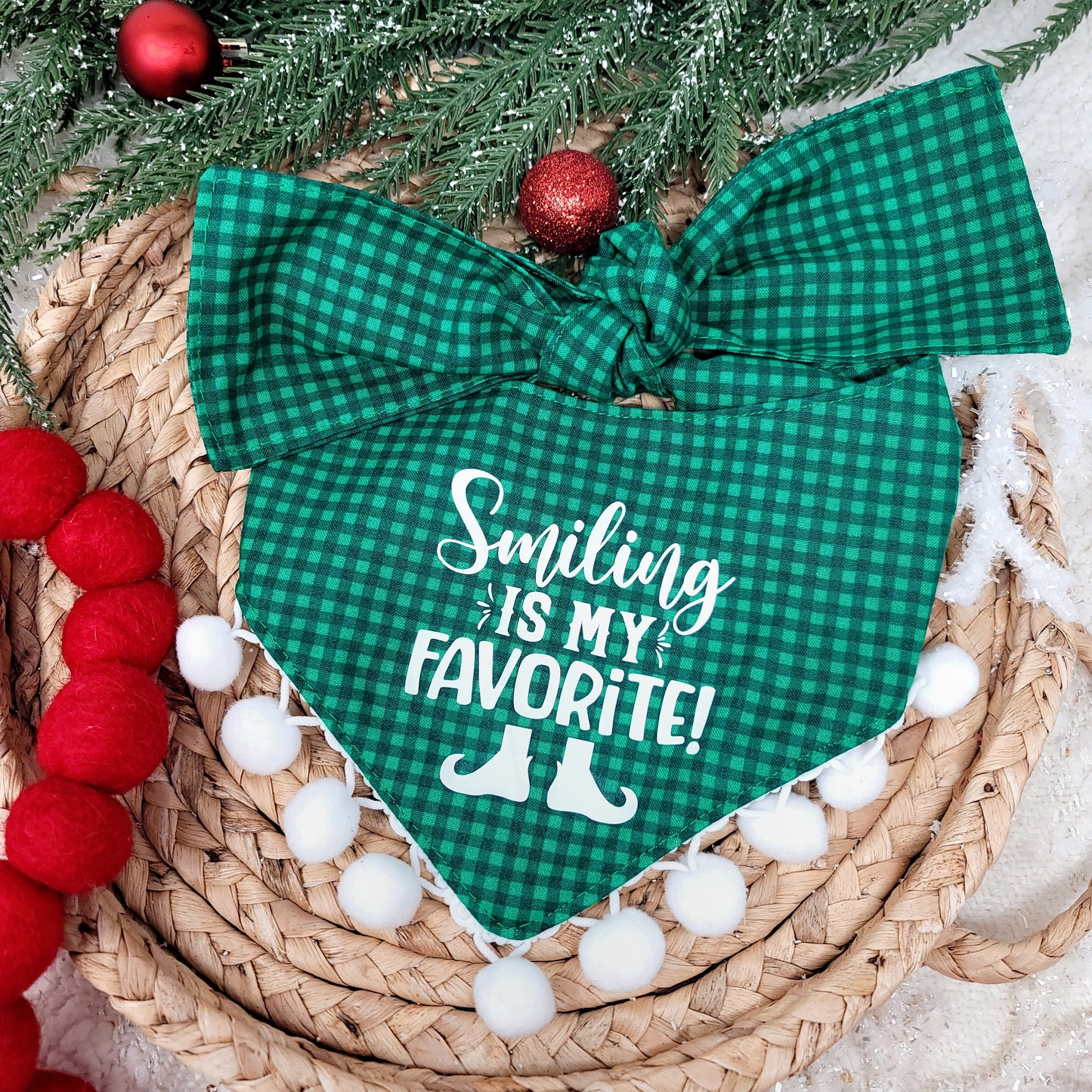 Smiling is My Favorite Christmas Dog Bandana With or Without Trim