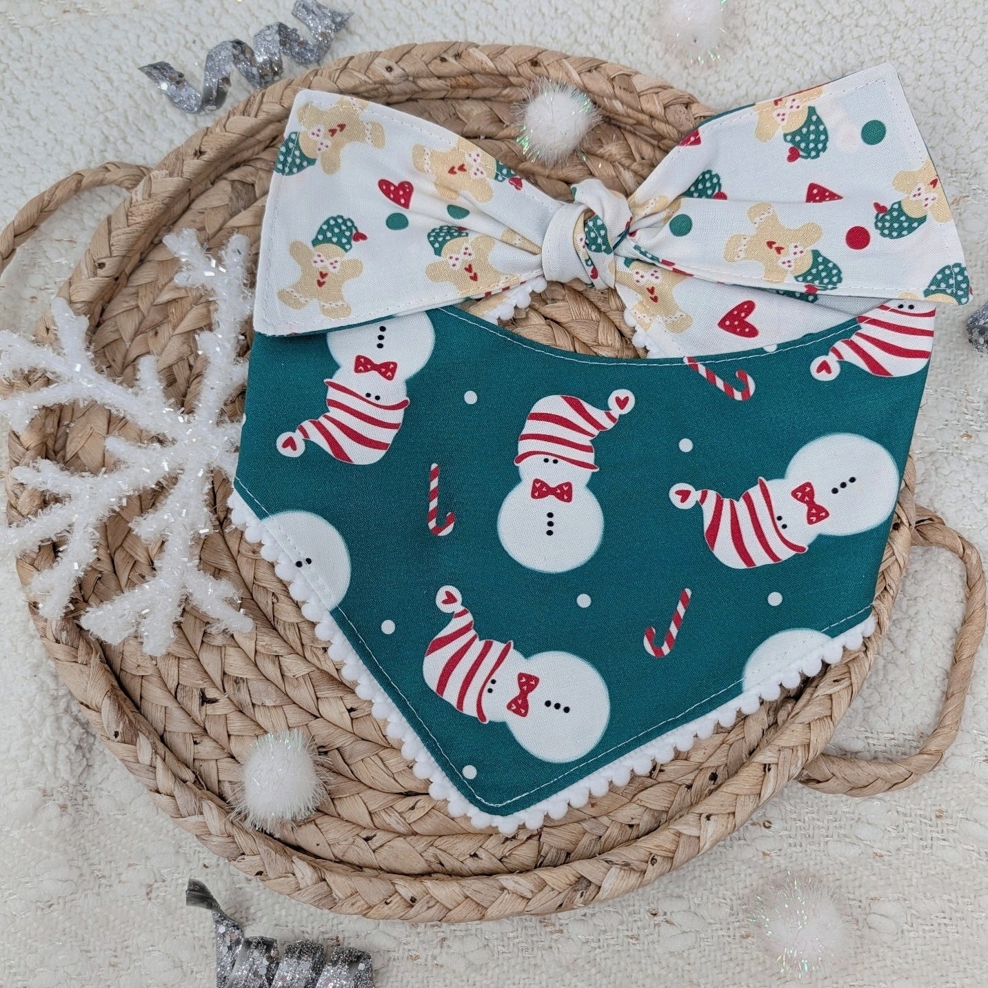snowman and gingerbread themed go bandana 