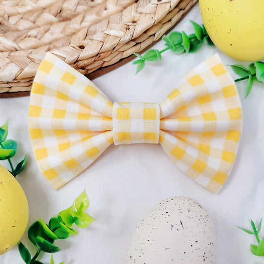 Yellow Gingham Bow Tie